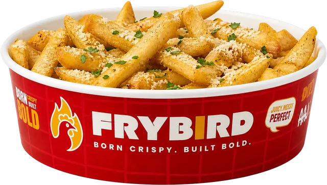 Garlic Parmesan Fries, photographed against a plain background