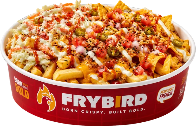 Nachos Loaded Fries, photographed against a plain background