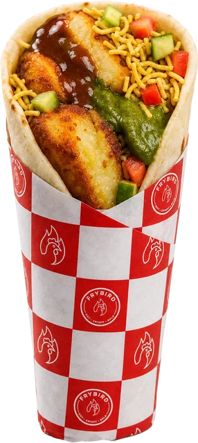 Aloo Chatpata Wrap, photographed against a plain background